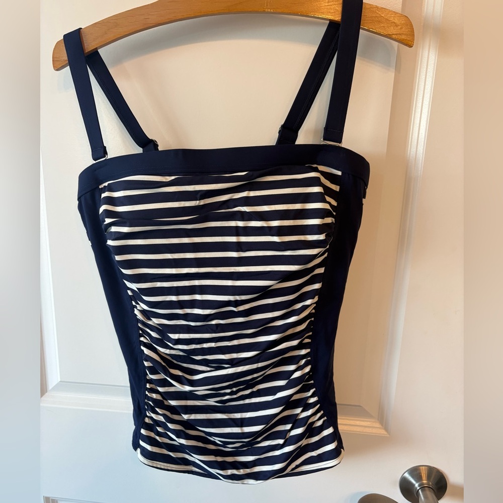 Lands End 3pc Navy & White Swim sz12